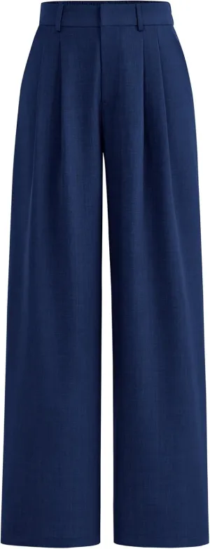 PRETTYGARDEN Women's Summer Elastic High Waisted Work Pants Straight Leg Dressy Business Casual Trousers Slacks Pockets