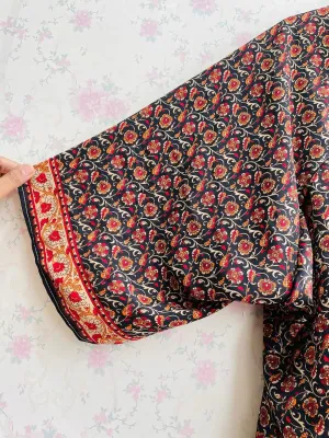Printed Silk Short Kimono Women's Cardigan | Silk Duster for Occasions | Bohemian Style Kimono | Gift for Her | Relaxed Bikini Cover-Up Top