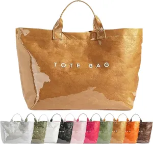 PVC Tote Bag for Women Stellaya Tote Bag Womens Letters Print Tote Bag Large Kraft Paper Tote Bag Clear Hobo Handbag