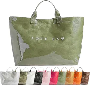 PVC Tote Bag for Women Stellaya Tote Bag Womens Letters Print Tote Bag Large Kraft Paper Tote Bag Clear Hobo Handbag