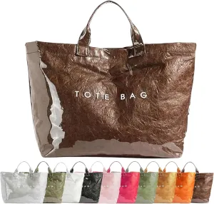 PVC Tote Bag for Women Stellaya Tote Bag Womens Letters Print Tote Bag Large Kraft Paper Tote Bag Clear Hobo Handbag