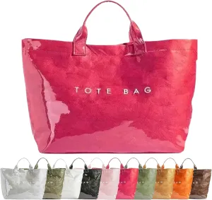 PVC Tote Bag for Women Stellaya Tote Bag Womens Letters Print Tote Bag Large Kraft Paper Tote Bag Clear Hobo Handbag
