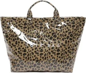 PVC Tote Bags for Women Letter Print Tote Bag Large Clear Plastic Cheetah Print Bag Top Handed Bags