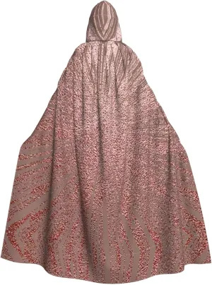 Rose Gold Pink Print Hooded Cloak Wizard Cape Halloween Witch Costume For Men Women Cosplay Party Capes