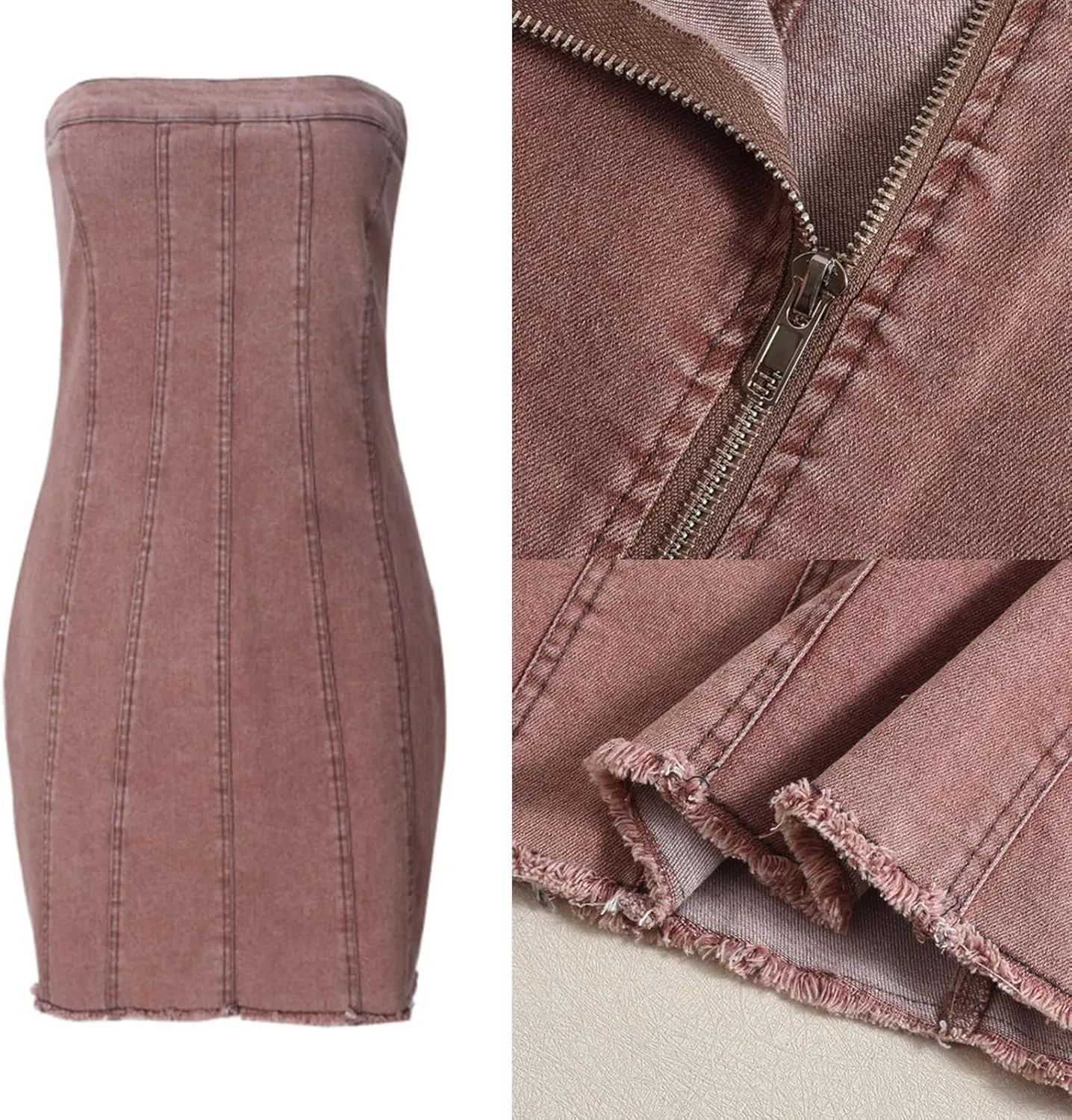 Sexy Denim Strapless Dresses for Women Y2K Jeans Corset Backless Tube Bodycon Mini Dress Clubwear