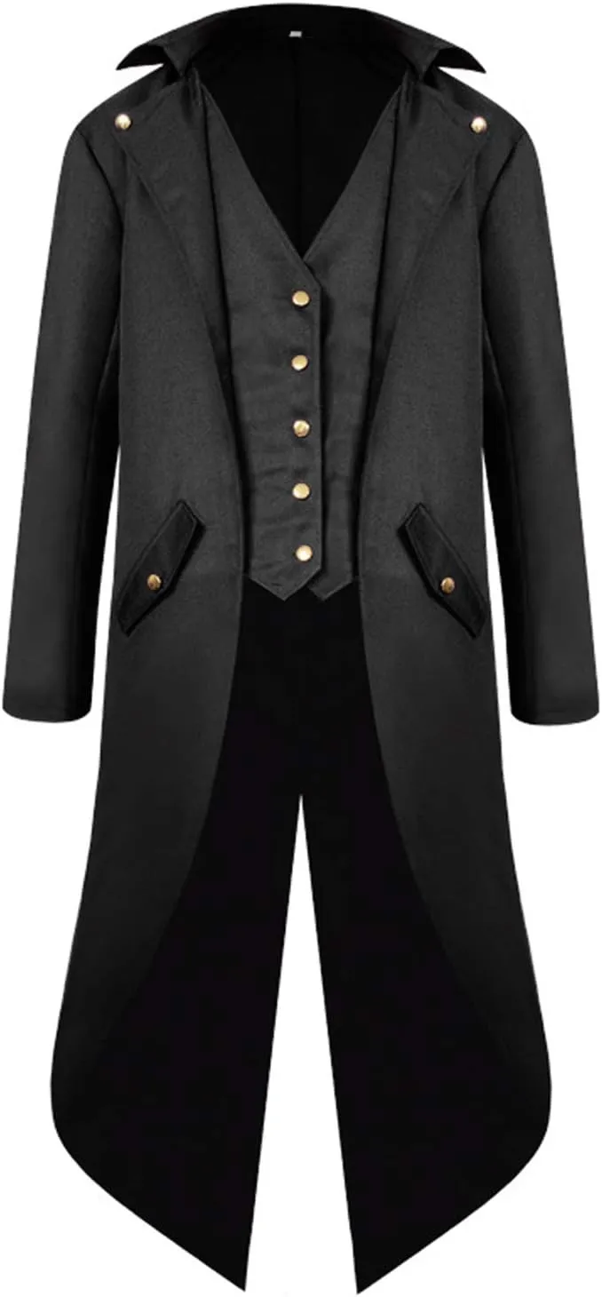 SIAEAMRG Renaissance Steampunk Tailcoat Halloween Costumes for Men, Retro Pirate Victorian Gothic Medieval Jacket
