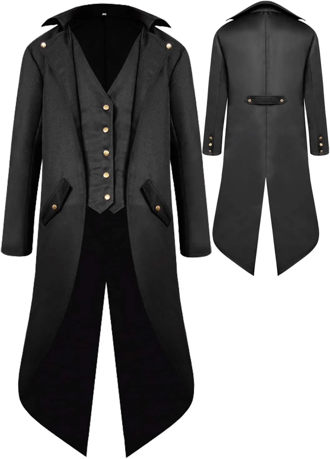 SIAEAMRG Renaissance Steampunk Tailcoat Halloween Costumes for Men, Retro Pirate Victorian Gothic Medieval Jacket