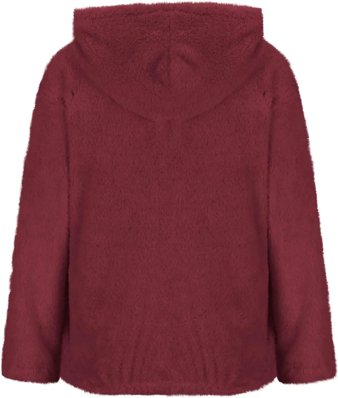 Solid Plush Hoodies for Women Drawstring Round Neck Fleece Pullover Sweatshirts 2025 Winter Oversized Hooded Tops