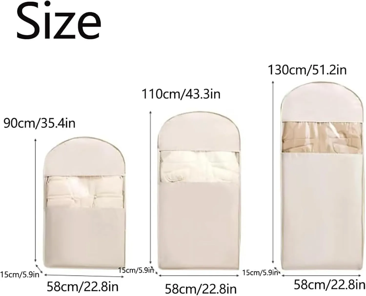 Space Saving Hanging Garment Bag with Self Compression Zipper, 2025 New Space Saving Hanging Protector, Space Saver Closet Organizers, Dust Cover Clothes Bags Travel Organizer (Beige, L)