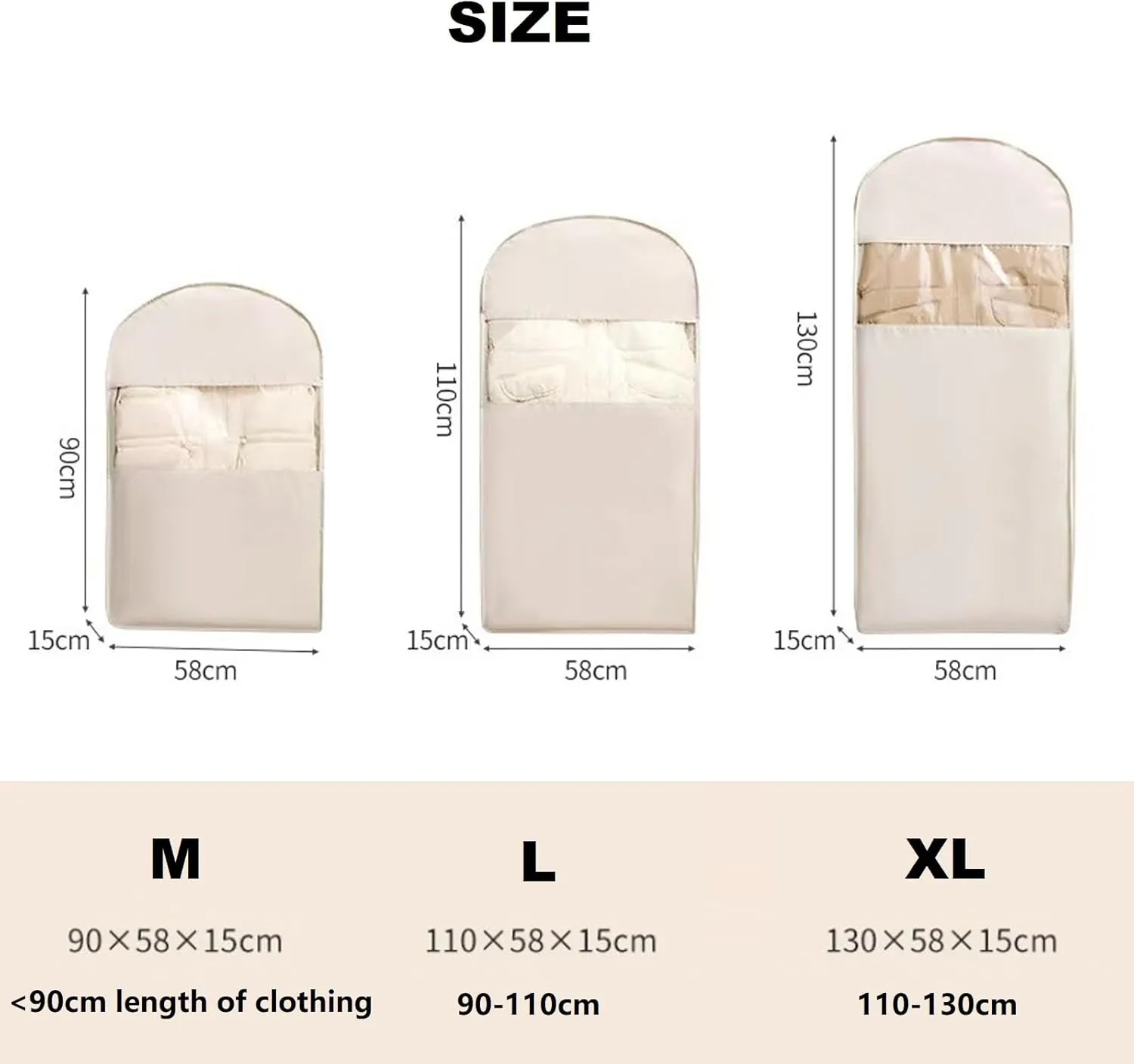 Space Saving Hanging Garment Bag with Self Compression Zipper, Dress Storage Bags Hanging, Space Saver Closet Organizers, Dust Cover Clothes Bags for Down Coat (Pink,Medium)
