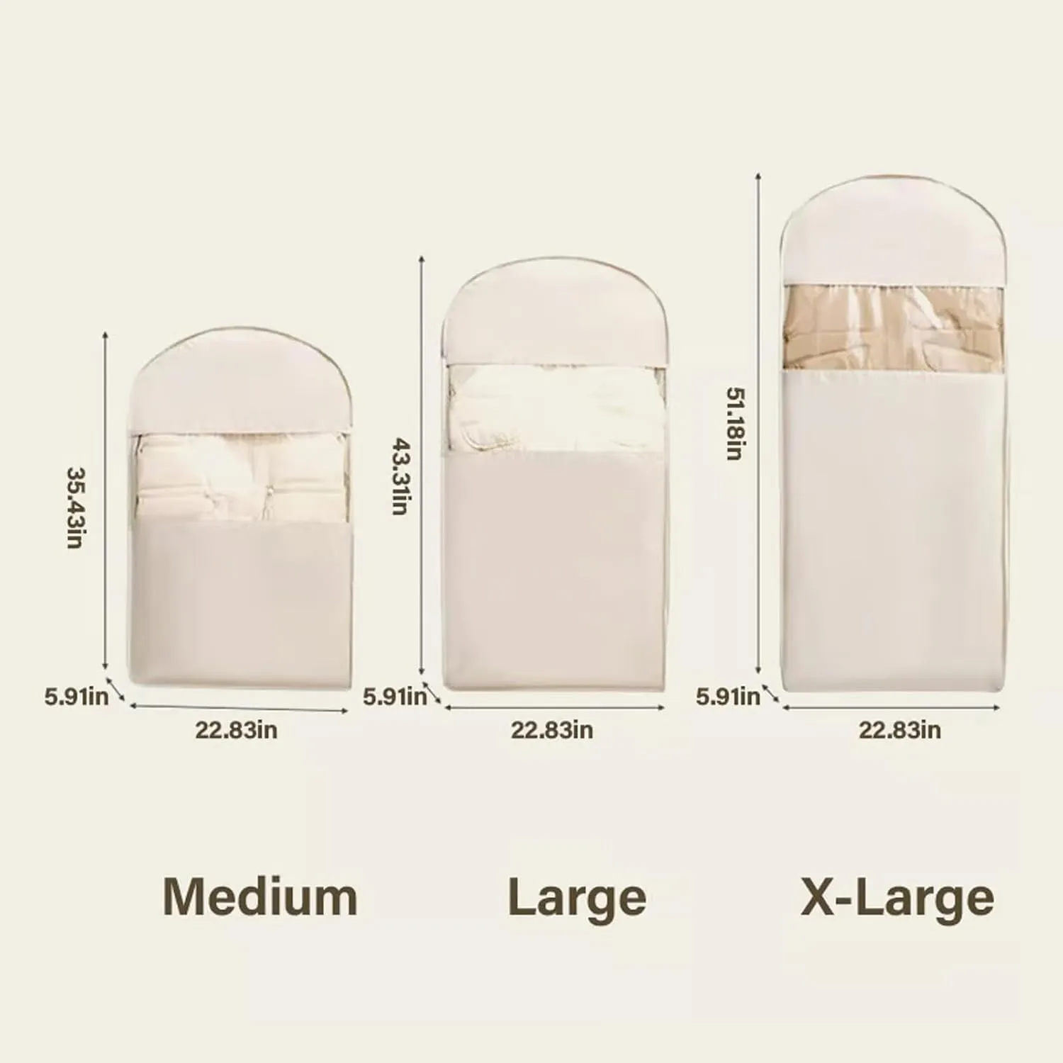 Space Saving Hanging Garment Bag with Self Compression Zipper, Dust Cover Clothes Bags for Down Coat & Closet Storage (Pink,L)