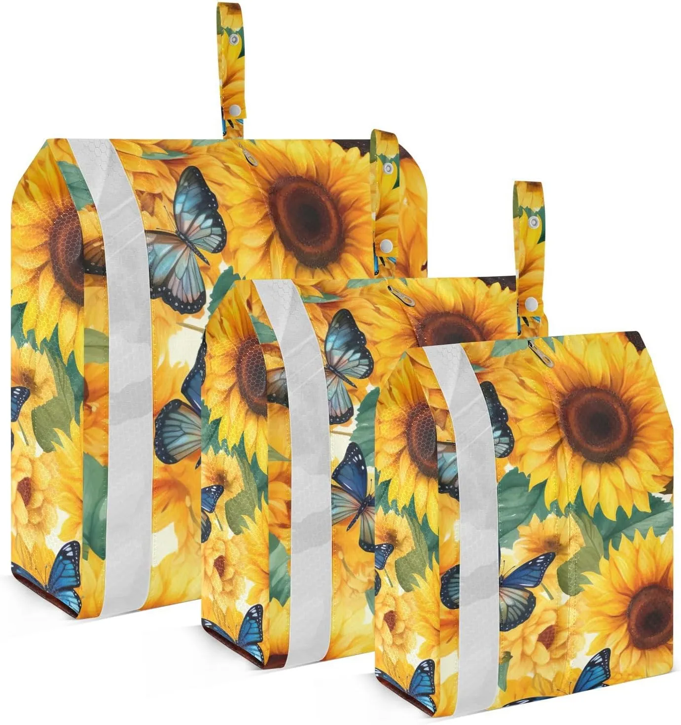SPRIPORT Beautiful Sunflowers Butterflies 3 Set Compression Packing Cubes for Travel Lightweight Luggage Organizer Bags for Carry on Suitcase Luggage Cubes for Woman Man Clothes Vacation