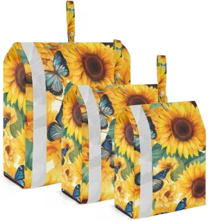 SPRIPORT Beautiful Sunflowers Butterflies 3 Set Compression Packing Cubes for Travel Lightweight Luggage Organizer Bags for Carry on Suitcase Luggage Cubes for Woman Man Clothes Vacation