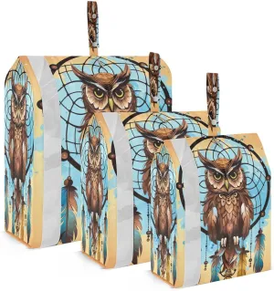 SPRIPORT Dream Catcher Owl 3 Set Compression Packing Cubes for Travel Lightweight Luggage Organizer Bags for Carry on Suitcase Luggage Cubes for Man Woman Vacation Clothes