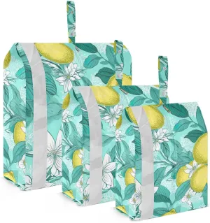 SPRIPORT Lemon Flowers 3 Set Compression Packing Cubes for Travel Lightweight Luggage Organizer Bags for Carry on Suitcase Luggage Cubes for Vacation Woman Man Clothes