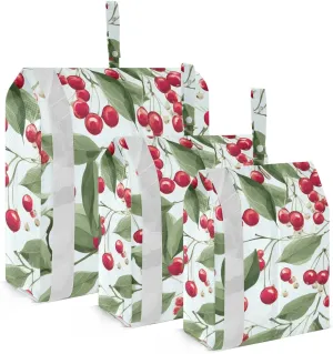 SPRIPORT Red Berry Green Leaves 3 Set Compression Packing Cubes for Travel Lightweight Luggage Organizer Bags for Carry on Suitcase Travel Cubes for Man Woman Vacation Clothes