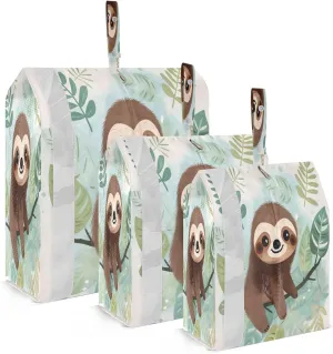 SPRIPORT Sloth Leave Palm 3 Set Compression Packing Cubes for Travel Lightweight Luggage Organizer Bags for Carry on Suitcase Luggage Cubes for Vacation Woman Man Clothes