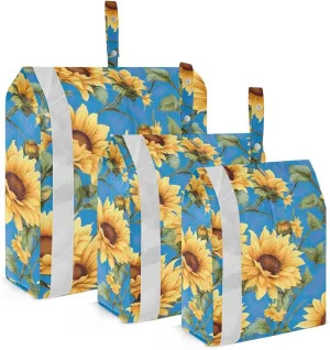 SPRIPORT Sunflowers Blue 3 Set Compression Packing Cubes for Travel Lightweight Luggage Organizer Bags for Carry on Suitcase Travel Cubes for Vacation Man Woman Clothes