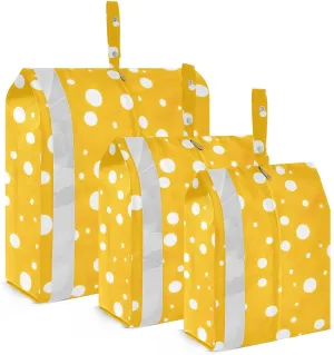 SPRIPORT Yellow White Dot 3 Set Compression Packing Cubes for Travel Lightweight Luggage Organizer Bags for Carry on Suitcase Travel Cubes for Vacation Man Woman Clothes