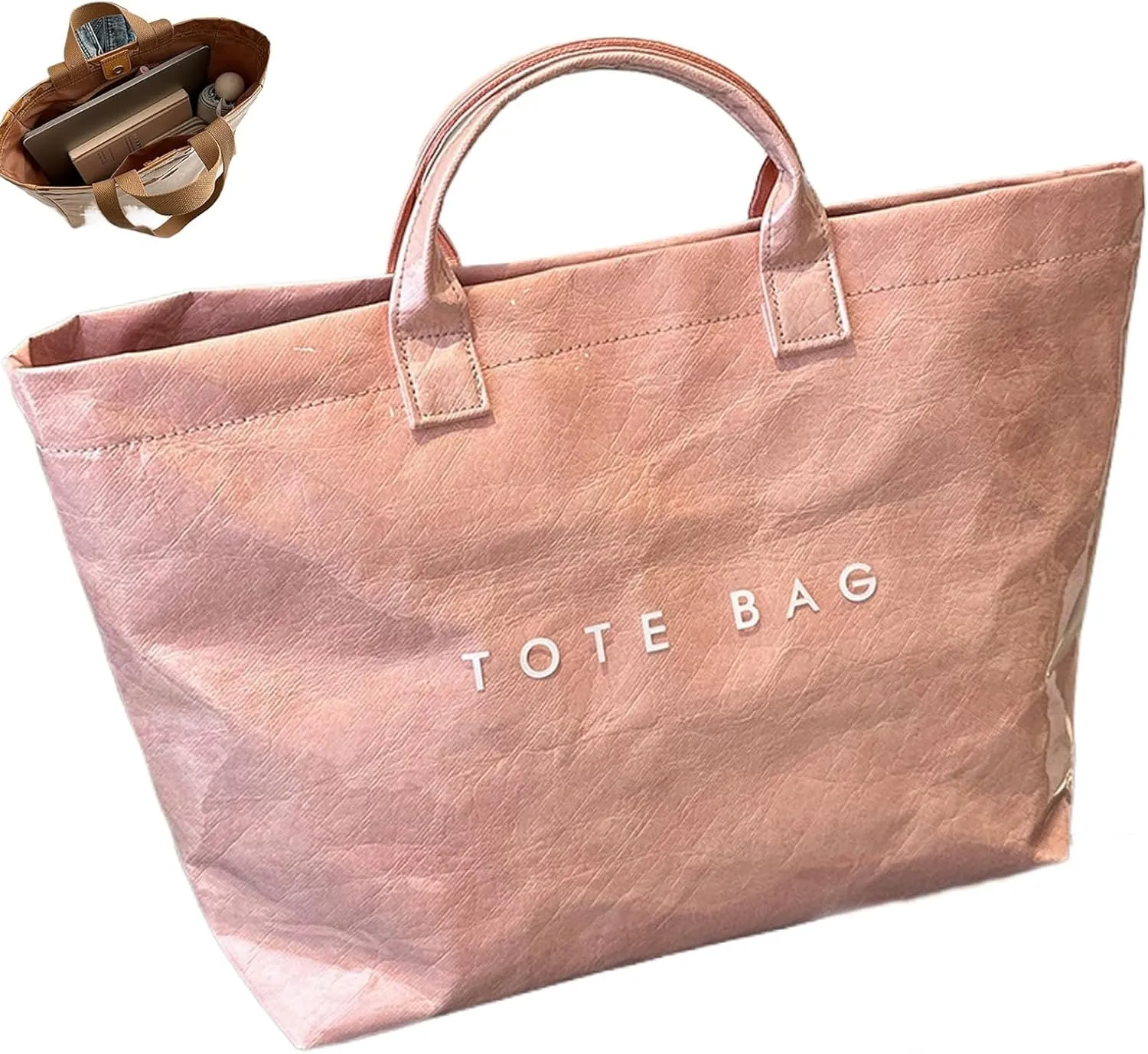 Stellaya Tote Bag, Women's PVC Kraft Paper Tote Bag, Stellaya Womens Letters Print Tote Bags