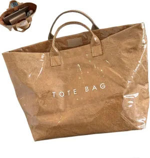 Stellaya Tote Bag, Women's PVC Kraft Paper Tote Bag, Stellaya Womens Letters Print Tote Bags
