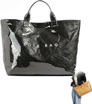 Stellaya Women Letters Print Tote Bag, Women's Pvc Kraft Paper Tote Bag, Simple Large Capacity Stellaya