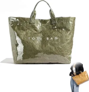 Stellaya Women Letters Print Tote Bag, Women's Pvc Kraft Paper Tote Bag, Simple Large Capacity Stellaya