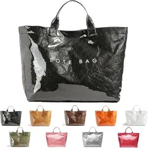 Stellaya Womens Letters Print Tote Bag, PVC Large Kraft Paper Tote Bag, Clear Plastic Handbag for Women