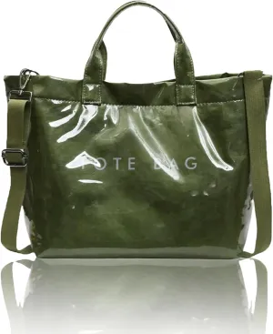 Stellaya Womens Letters Print Tote Bag, Women's PVC Kraft Paper Tote Bag, with Shoulder Strap