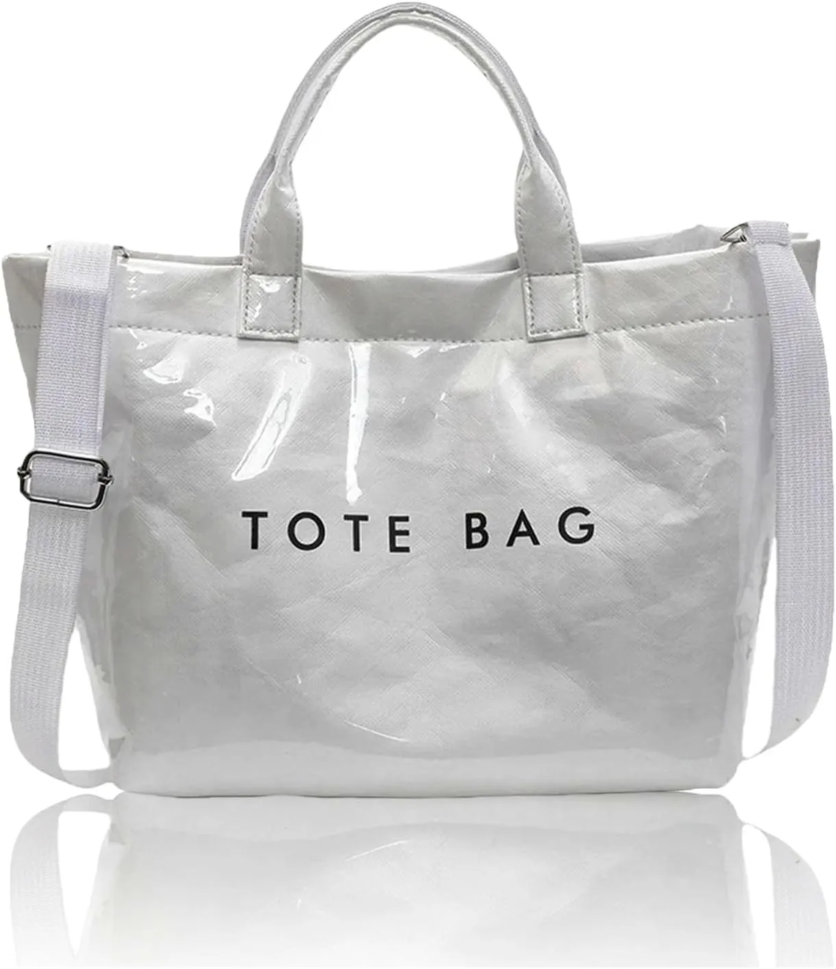 Stellaya Womens Letters Print Tote Bag, Women's PVC Kraft Paper Tote Bag, with Shoulder Strap