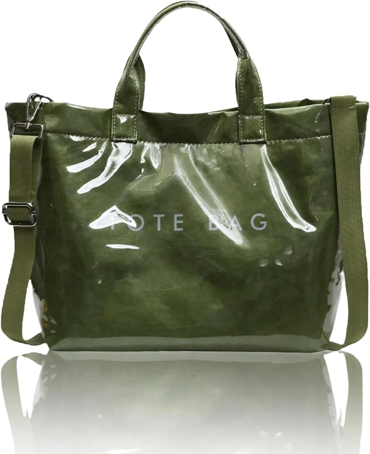 Stellaya Womens Letters Print Tote Bag, Women's PVC Kraft Paper Tote Bag, with Shoulder Strap
