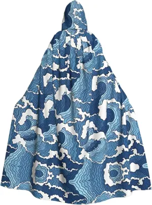 Stormy Sea Print Long Cape Unisex Cloak With Hood Halloween Costume Cloak Adult Vampire Witch Cape