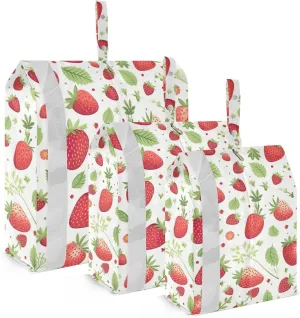 Strawberry Cartoon Red Fruit Packing Cubes Lightweight Luggage Organizer with Handle Travel Organizer Bags for Suitcase Clothes Luggage