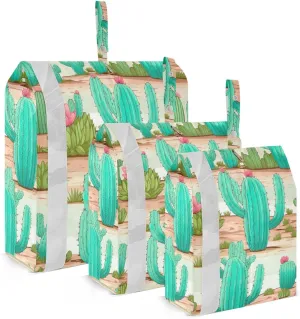 Succulents Colorful Flower Cactus Packing Cubes Lightweight Luggage Organizer with Handle Travel Organizer Bags for House Home Clothes