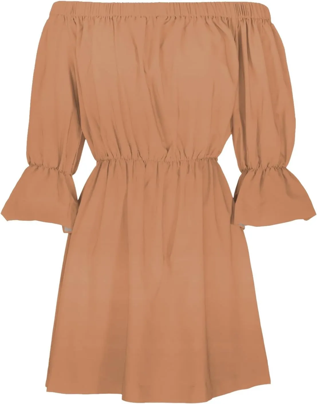 Summer Dresses for Women 2024 Off The Shoulder Ruffle Mini Dress Elastic Waist Long Sleeve Swing Boho Sun Dress