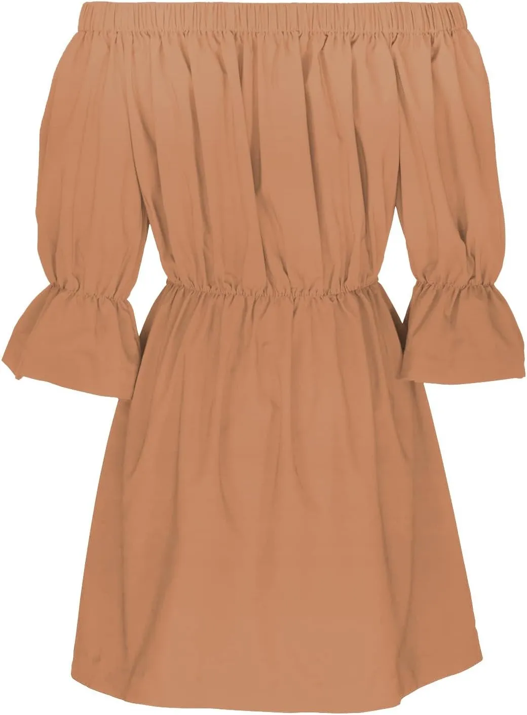 Summer Dresses for Women 2024 Off The Shoulder Ruffle Mini Dress Elastic Waist Long Sleeve Swing Boho Sun Dress