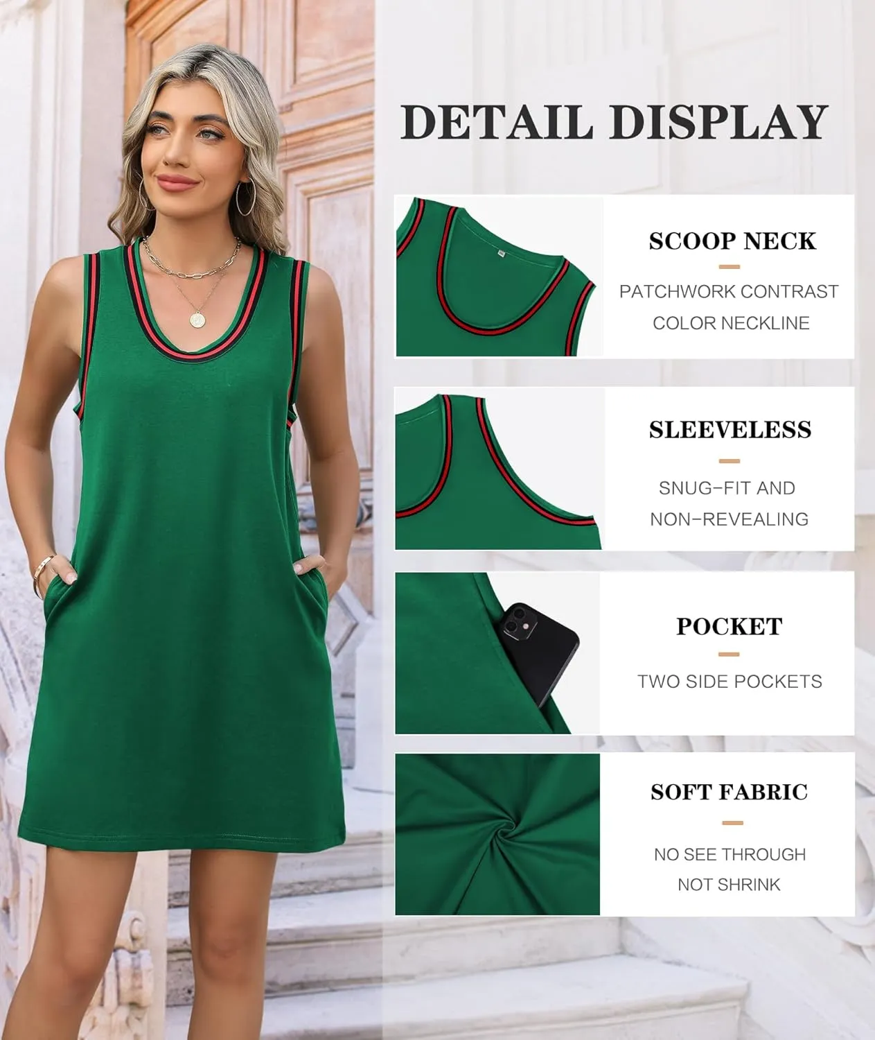 Summer Dresses for Women 2025 Casual Sleeveless Tank Dress Beach Vacation Cruise Mini Sundress with Pockets