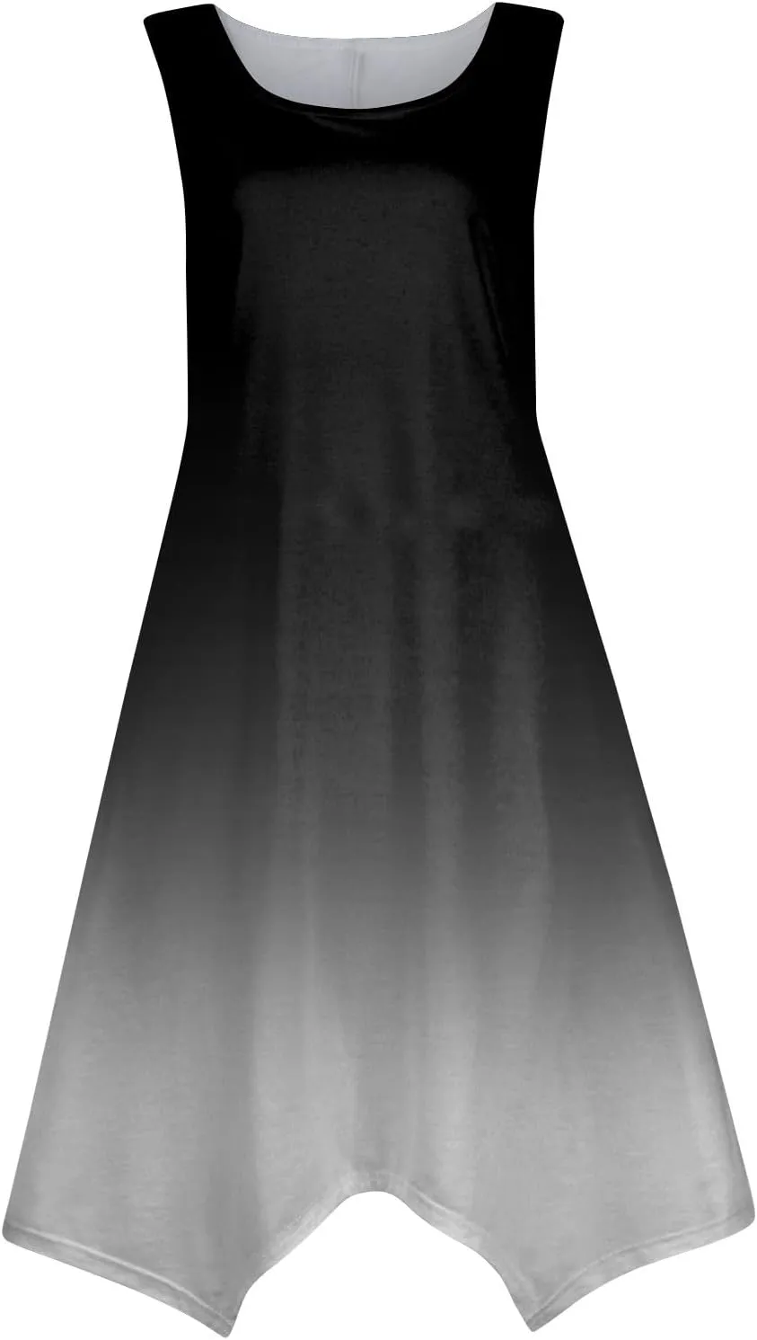 Summer Dresses for Women Elegant Print Swing Hem Tank Midi Dress Casual Plus Size Sleeveless Crew Neck Sundress