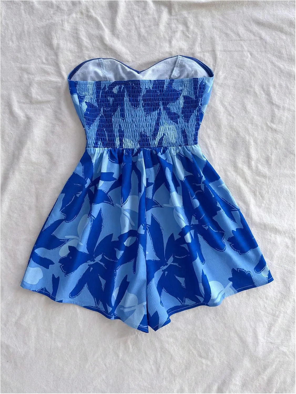 SweatyRocks Women's Summer Strapless Tie Knot Front Rompers Boho Sleeveless Shorts Jumpsuit