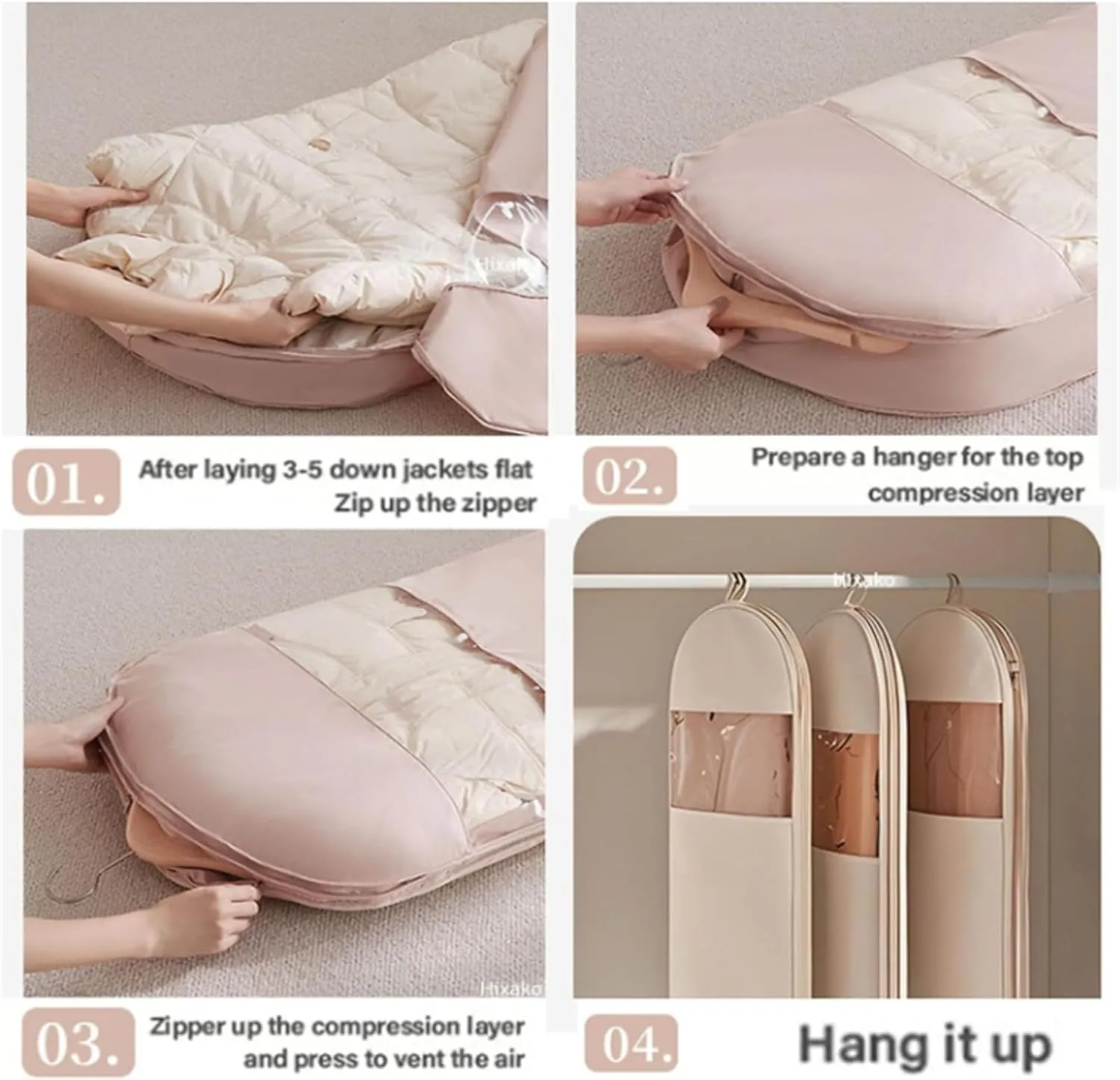 Taprinferior Hanging Garment Bag, 2025 Space Saving Hanging Garment Bag with Self Compression Zipper, Otherwise GarmentBag, Hanging GarmentBag with Self Compression Zipper(Beige, Medium)