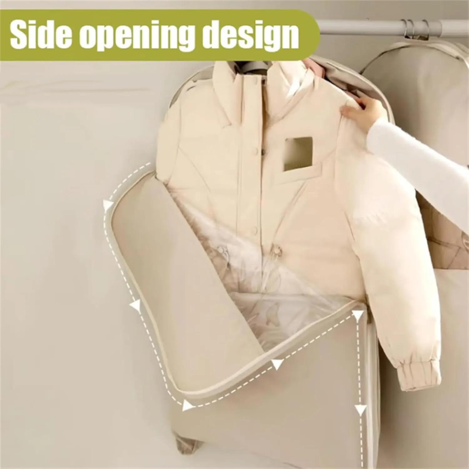 Taprinferior Hanging Garment Bag, 2025 Space Saving Hanging Garment Bag with Self Compression Zipper, Otherwise GarmentBag, Hanging GarmentBag with Self Compression Zipper(Beige, Medium)