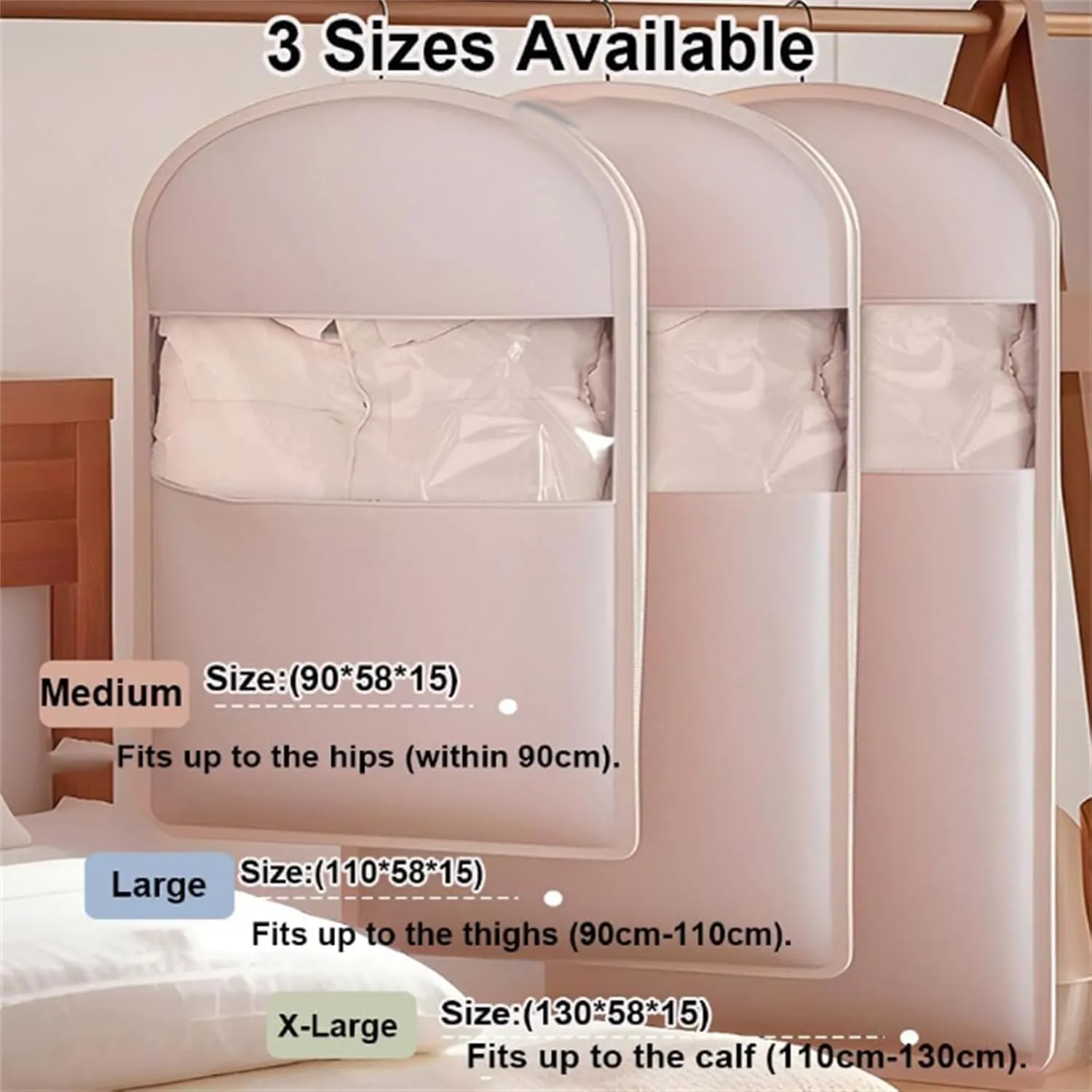 Taprinferior Hanging Garment Bag, 2025 Space Saving Hanging Garment Bag with Self Compression Zipper, Otherwise GarmentBag, Hanging GarmentBag with Self Compression Zipper(Beige, Medium)