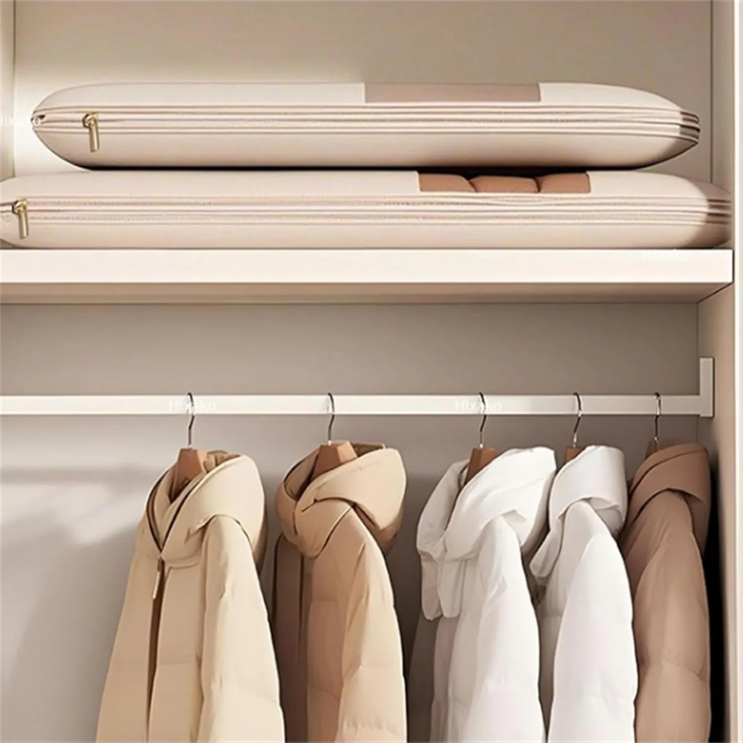Taprinferior Hanging Garment Bag, 2025 Space Saving Hanging Garment Bag with Self Compression Zipper, Otherwise GarmentBag, Hanging GarmentBag with Self Compression Zipper(Beige, Medium)