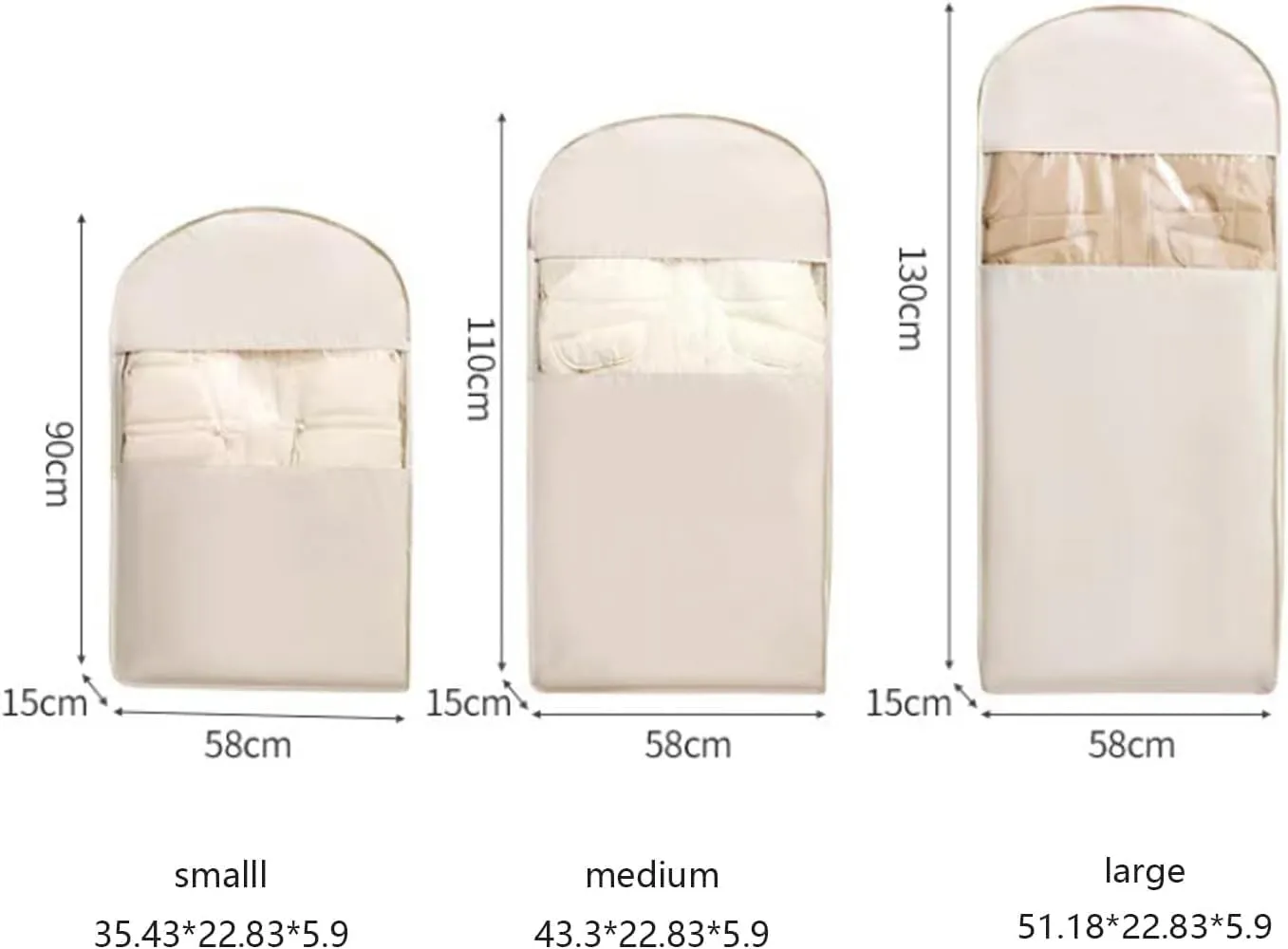 Taprinferior Hanging Garment Bag,Tapinterior Garment Bag,Space Saving Hanging Garment Bags with Self Compression Zipper,Space Saver Closet Organizers,Dust Cover Clothes Bags (Beige, M)