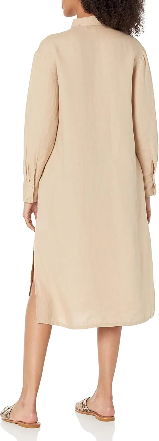 The Drop Women's Fiona Relaxed Linen Midi Shirt Dress