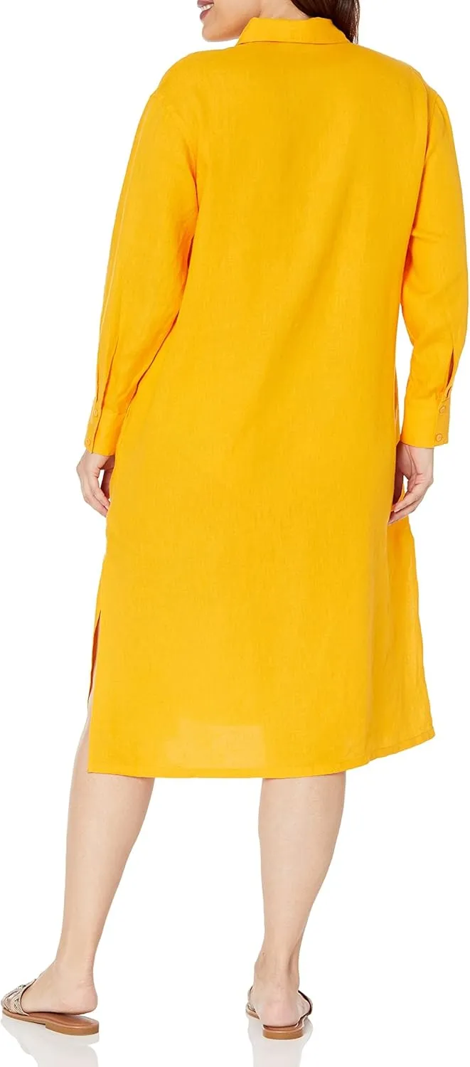 The Drop Women's Fiona Relaxed Linen Midi Shirt Dress