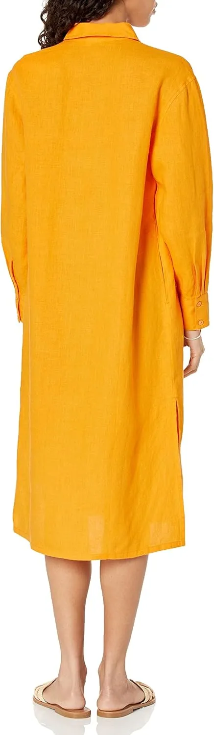The Drop Women's Fiona Relaxed Linen Midi Shirt Dress