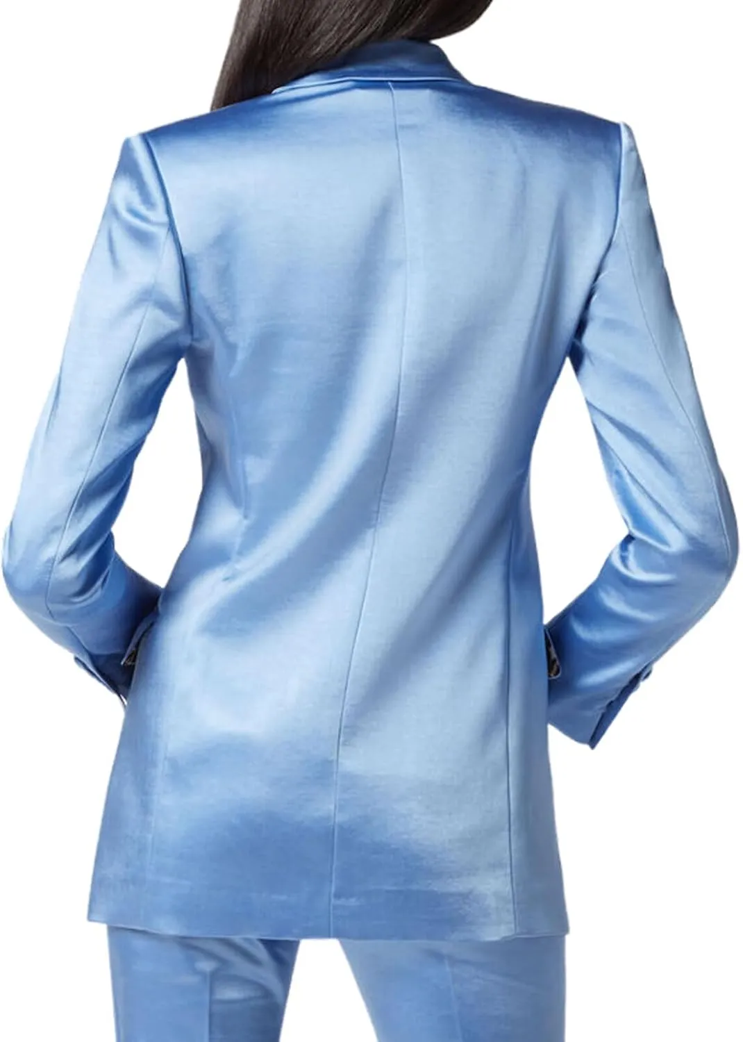TIANMEI 2 Piece Womens Satin Suit Double Breast Suits for Women Casual Dressy Outfits Slim Fit Jacket Pant Womens' Tuxedo Set