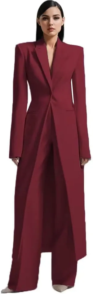 TIANMEI Womens Suit Slim Fit Tuxedo for Women Casual 2 Pieces Blazer Dress Set Long Ladies Formal Wedding Party Jacket Pants