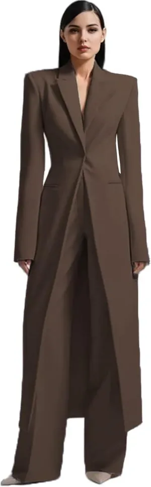TIANMEI Womens Suit Slim Fit Tuxedo for Women Casual 2 Pieces Blazer Dress Set Long Ladies Formal Wedding Party Jacket Pants